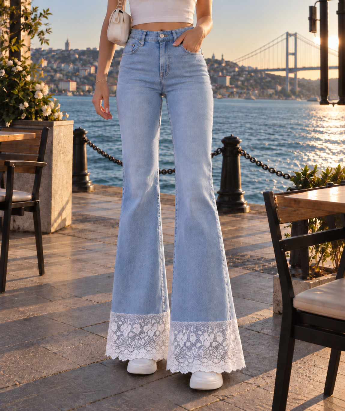 Luna Dantel Paça Jean Pantolon